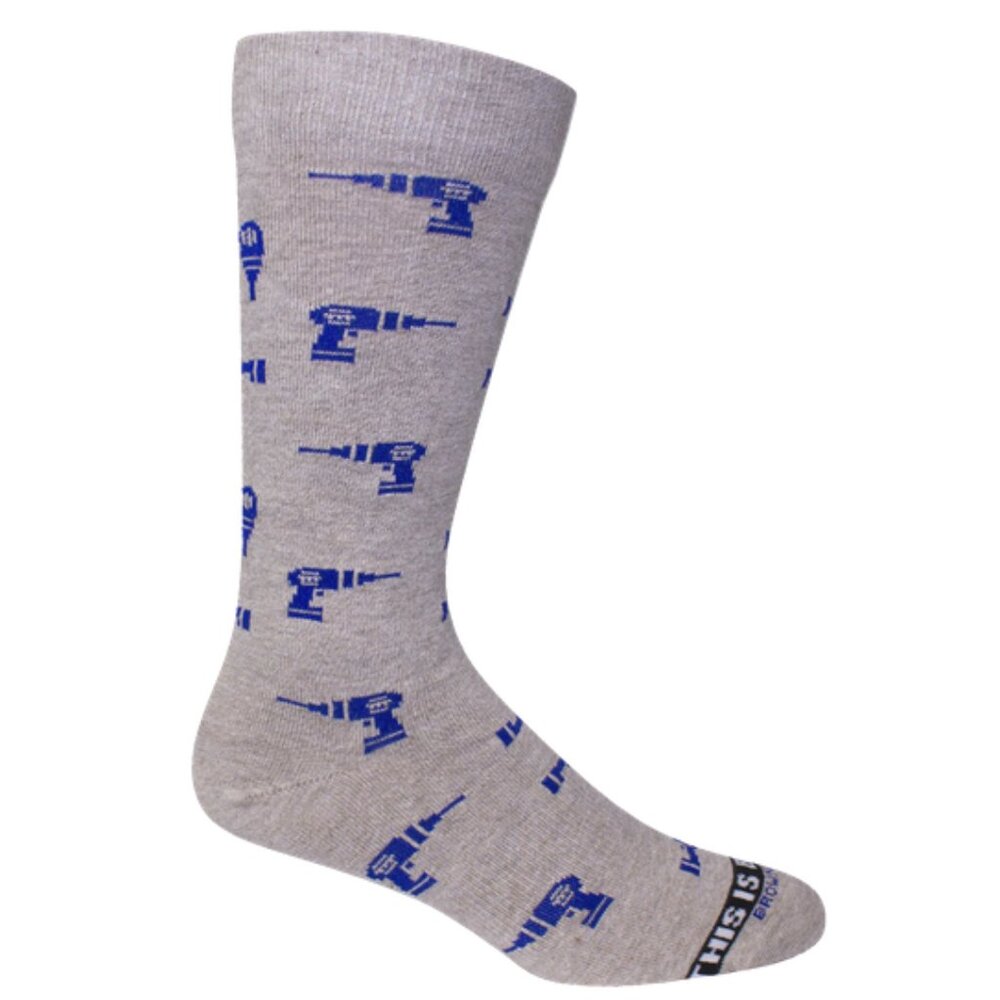 Brown Dog Hosiery Mens Socks Crew Drill This Is Boring Oatmeal Heather USA NWT